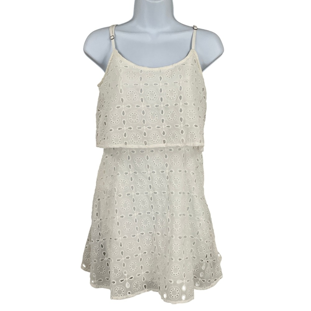 Abercrombie & Fitch Dress Womens XS White Cotton Eyelet Boho Coastal Cottagecore